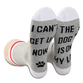 POFULLDog Owner Gift I Can't Get Up Now The Dog Is On My Lap Novelty Dog Lover Socks (The Dog Is On My Lap Socks)