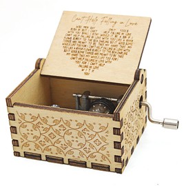 byykit Can't Help Falling in Love Wood Music Box, Antique Engraved Musical Boxes Case for Love One Wooden Music Box - Gifts for Lover, Boyfriend, Girlfriend, Husband, Wife (WOOD)