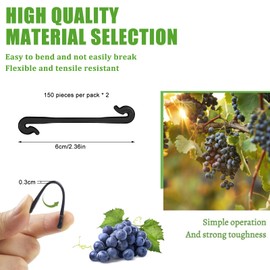 GZqiancang Pack of 300 Plant Clips, Durable Tomato Hooks for Tomatoes, Aubergine, Peppers, Flowers, Cucumbers, Grapes, Vines or Seedlings (Black)