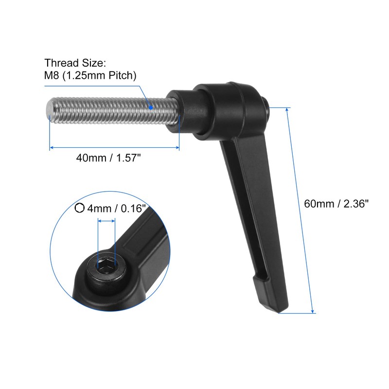 QUARKZMAN 4 Pieces Clamping Lever Handles M8 x 40mm 304