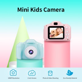 X2 Mini Kids Camera 2 inch HD Color Display Rechargable Mini Camera Video Camera Lovely Camera with 32GB Memory Card Blue