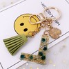 HAISWET Keychain Alphabet Green Leaf Keyring Bag Charm Tassel Purse