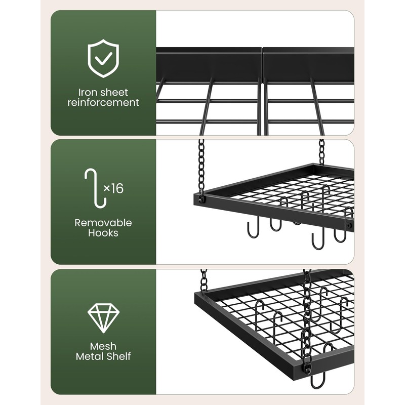 CHOEZON Hanging Pot Rack, Ceiling Mounted Pot Hanger for Kitchen,