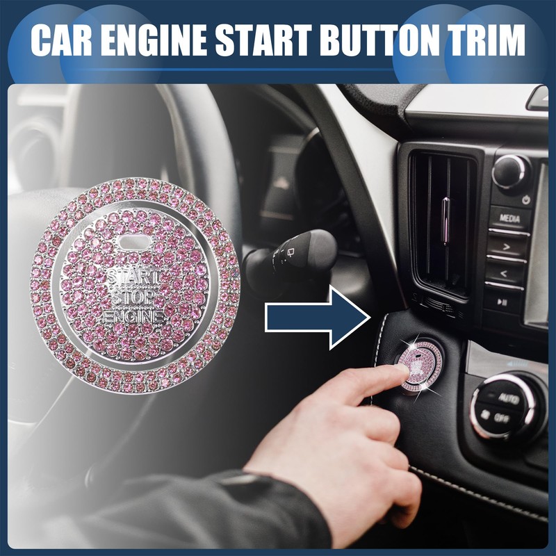 Partuto Universal Bling Car Engine Start Stop Button Cover, One