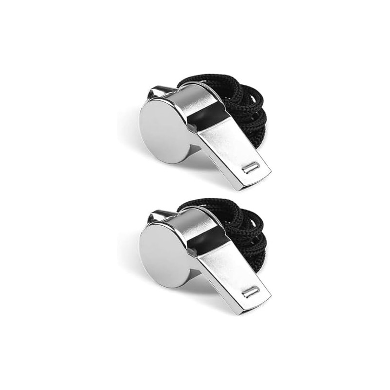 JZS Whistle, 2Pcs Stainless Steel Sports Whistle with Lanyard for
