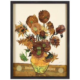 Empire Art Direct "Sunflower Embrace Hand-made dimensional art collage, under glass, encased on a black shadow box frame, Ready to Hang, Living Room, Bedroom & Office, 25" x 33" x 1.4"