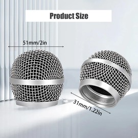 Microphone Head Replacement for Pg58 Mic Head Replacement Head Ball Microphone Grille Pop Filter Windscreen for PG48, PG58, PGX2, BLX288 (1 Pack, PG58)