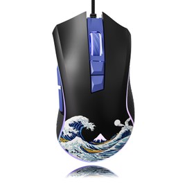 HITIME XVX Wired Gaming Mouse, 12000 DPI RGB Mouse with 12 Backlit Modes & 7 Macro Buttons, PC Gaming Mice Support DIY Keybinding, Gamer Computer Mice for Laptop PC Mac Windows, Kanagawa