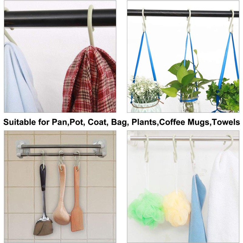 uxcell 16 Pack S Shaped Hooks Plastic Hanger for Kitchen