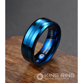 King Ring 8mm Basic Blue Ring – Premium Super Polished Ring for Men Wedding Band Stainless Steel Ring K16 – Blue 6