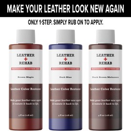 Leather Color Restorer - Navy Blue - Repair Couch, Car Seat, Furniture, Sofa, Bag, Shoes and Vinyl - 4 oz.