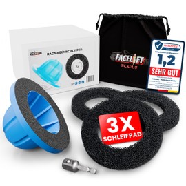 FACELIFT Wheel Hub Grinder Diameter 150 mm - Includes Sanding Pad, Adapter & Bag - For Clean Wheel Attachment & Secure Rim Seat - Ideal for Changing Wheels on Car or Workshop (3 x Sanding Pads, 150 mm