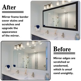 Alened 10M Black Mirror Frame Border Peel and Stick Wallpaper, Removable Self Adhesive Waterproof Wallpaper for Bathroom Kitchen, Mirror Tape Border Wall Decor Sticker 1.96'' x 393''