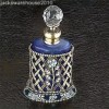 Braid Basket w/Blue Crystal Flower Perfume Bottle Fragrance Container Decoration