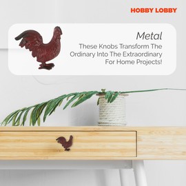 Red Rooster Metal Knob (Set of 2), Premium Decorative Knobs for Cabinets and Drawers – Novelty Furniture Knobs and Pulls for DIY Hardware Crafts – Vanity, Bathroom, or Dresser Hardware for Home Decor