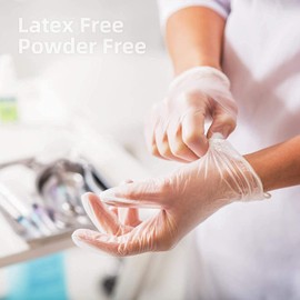 eatasty Vinyl Multi-Purpose Gloves, Powder Free, Disposable, Extra Strong - Box of 100 - Clear (Large)
