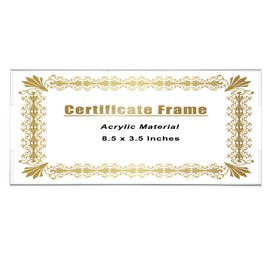 JUXYES 4 Pack Clear Acrylic Business License Frame for Wall, 3.5 x 8.5 Inches License Certificate Display Frame, Wall Mounting Professional Frame for Business License Certificate Document, No Drilling