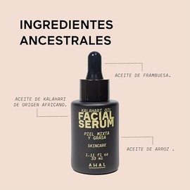 AHAL - Serum Facial con Aceite de Kalahari con Vitamina E, Hidratación Ligera y Antiedad, Regula Grasa y Minimiza Arrugas, Ideal para Piel Grasa y con