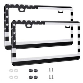 OKLPF Grey and Black Bling License Plate Frames
