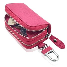 TOMOTHY Key Case, Coin Purse, Smart Key Case, Integrated Wallet, Coin Purse, Leather, Women's, Men's, Pink
