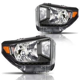 PM PERFORMOTOR Headlights Assembly Compatible with 14-20 Toyota Tundra, Pair Replacement Headlamps Black Housing