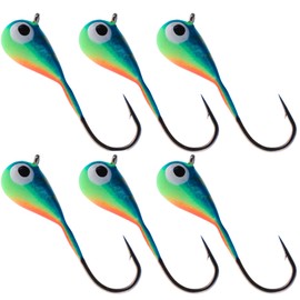 Reaction Tackle Wolfram-Eisvorrichtung, 6 mm, blau, leuchtend, 6er-Pack mit langem Schafthaken