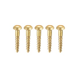 sourcing map Wood Screws M1.6 x 8 mm Slotted Round Head Brass Pack of 100