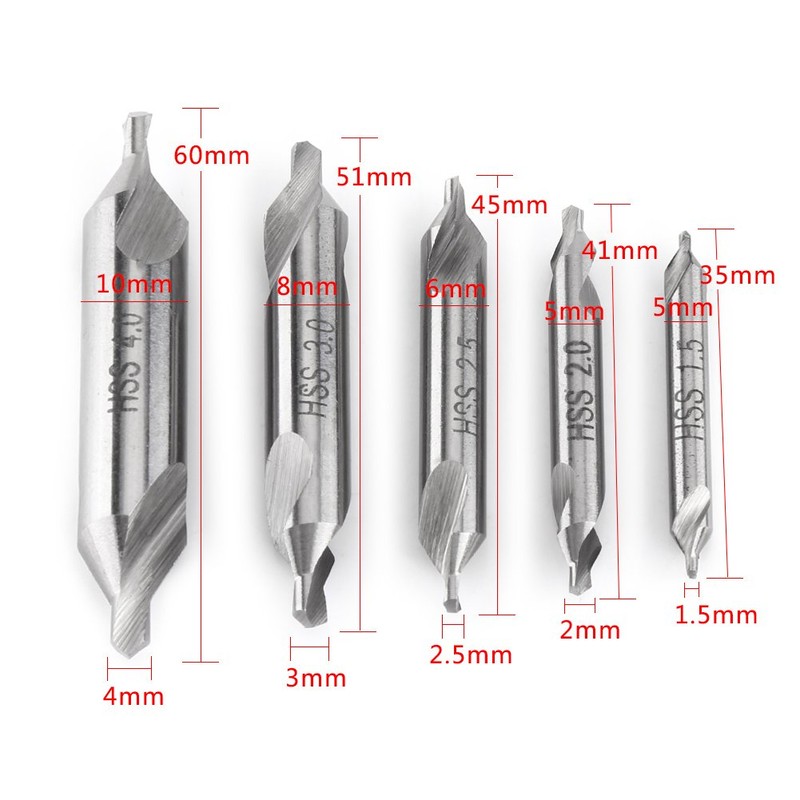 Centre Drill Metal 4 mm, Centre Drill, 5-Piece Drill Set,