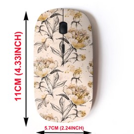 mouse inalámbrico 2.4G con bonito diseño de patrón para todos los portátiles y computadoras de computadora con nano receptor, hojas gráficas de flores