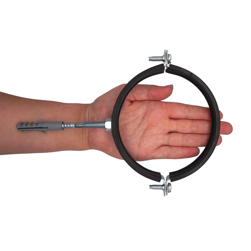 Pack of 2 Anti-Vibration Single Metal Pipe Brackets Clamps Rubber