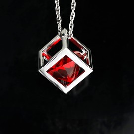 Bling Diamond Cube Car Rear View Mirror Charms, Crystal Rhinestone Cube Hanging Ornament for Automotive, Home Decor (Red)