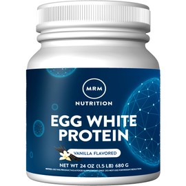 MRM Nutrition Egg White Protein | Vanilla Flavored | 23g Fat-Free Protein | with Digestive enzymes | Highest Biological Value | Clinically Tested | 20 Servings
