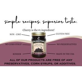 Dillman Farm All Natural Dark Sweet Cherry Preserves - Gluten-Free, Non-GMO, Vegan, Kosher, Preservative Free, Corn Syrup Free - Made in USA, 16oz (Pack of 6)
