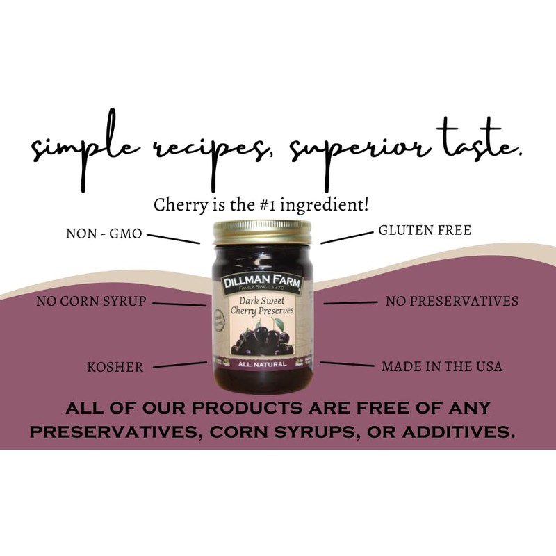 Dillman Farm All Natural Dark Sweet Cherry Preserves - Gluten-Free,