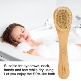 Cepillo facial de mango de madera, Manejo de madera suave Cepillado facial Furroking Cimpuera de limpieza de piel Cepillo de depuración para hombres Mujeres
