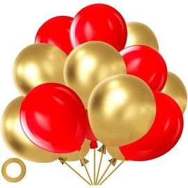 Red and Black Balloons, 70 Pack 12 Inch Black and Red Latex Balloons for Birthday Graduation Wedding Racing   Card Party Decoration - Color: Red and Gold