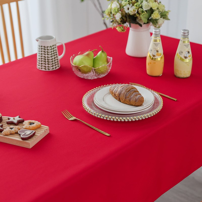 Demetex Large Red Tablecloth 152x305 cm Christmas Water Resistant Table