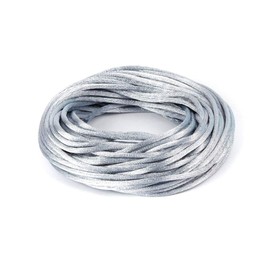 Angel Malone 10 Mtrs. X 2mm Premium Quality Kumihimo Rattail Satin Cord Jewellery Making - UK Seller (Silver)