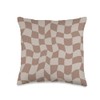 Tan Brown Twisted Checkerboard Pattern Chess Wavy Checkered Throw Pillow