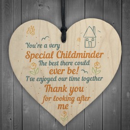 RED OCEAN Special Childminder Shabby Chic Heart Babysitter Plaque Thank You Sign Birthday Goodbye Gift