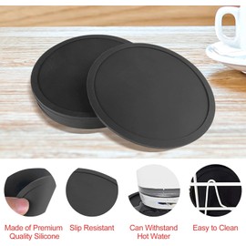 Límite-MX 12 Piezas Posavasos para Mesa,Porta Vasos,Portavasos de Silicona Antideslizantes,Posavasos de Bebidas con Soporte Posavasos,Adapta Bar Hogar Restaurante Cafetería(Negro)