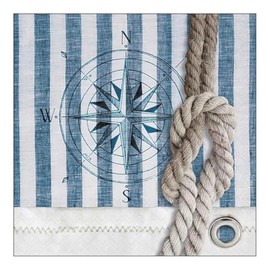 Ambiente Napkins Motif : Compass and rope - Compass + Knots maritime - 20 Napkins pro packing, 33x33 cm