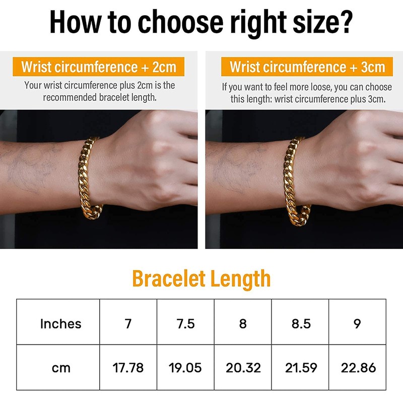 KRKC & Co., Esclava para Hombre, 10mm x 8.5", Oro