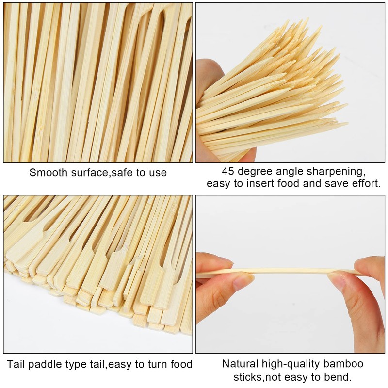 VEYLIN Barbecue Skewers,100pcs Bamboo Paddle Skewers Bamboo Sticks for BBQ