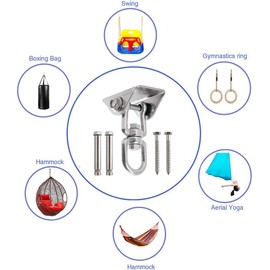 PIQIUQIU Ceiling Hook Hammock Stainless Steel 450 kg Capacity 360° Rotate Swing Hook Hanging Hook for Concrete Wood Swing, Yoga, Gym