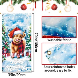qiyeyeye Christmas Door Covers for Front Door Decorations Xmas Tree Front Door Baby Calf Banner Background Funny Winter Holiday Indoor Outdoor Home Decor 3 X 6 Ft