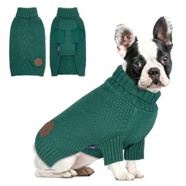 cyeollo Dog Sweater Pullover Turtleneck for Dogs, Classic Knitwear Fall Winter Cold Weather Dog Clothes Warm Pet Apparel Small Medium Large Dog Sweaters, Green L