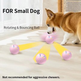 Smart Interactive Dog Toys Ball, Auto Moving Bouncing Rotating Ball with 2 Modes, USB Rechargeable, 56mm in Diameter for Small Dog, Fun Gift for Boredom, Pink