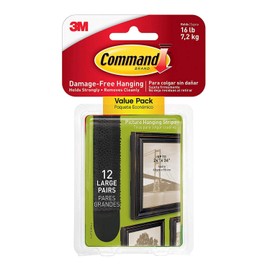 Command 17206BLK-12ES Picture Hanging Strips Value Pack Frame stabilizer, Black, 12 Pairs