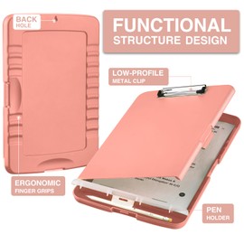 Sooez Clipboard with Storage, High Capacity Nursing Clip Board 8.5 x 11 with Pen Holder & Low Profile Clip, Plastic Clipboards Case Box, Teacher Must Haves School Office Supplies,Letter Size/ A4